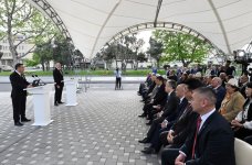 President Ilham Aliyev, President Sadyr Zhaparov attend unveiling ceremony of monument to Chingiz Aitmatov in Baku (PHOTO)