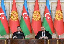 Президент Ильхам Алиев и Президент Садыр Жапаров выступили с заявлениями для прессы (ФОТО/ВИДЕО)