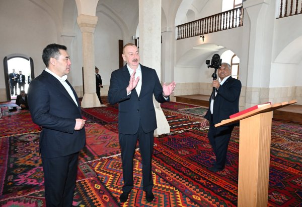 Президент Ильхам Алиев и Президент Садыр Жапаров приняли участие в открытии после реставрации Агдамской Джума-мечети (ФОТО)