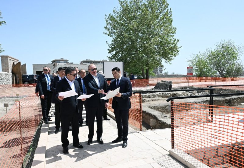 President Ilham Aliyev, President Sadyr Zhaparov view construction work done at Panahali Khan Palace, Imarat complex in Aghdam (PHOTO)