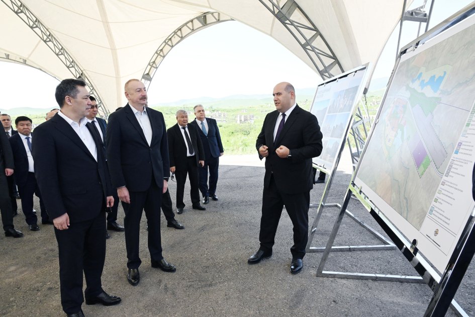 President Ilham Aliyev, President Sadyr Zhaparov visit devastated areas of Fuzuli city, view city master plan (PHOTO)