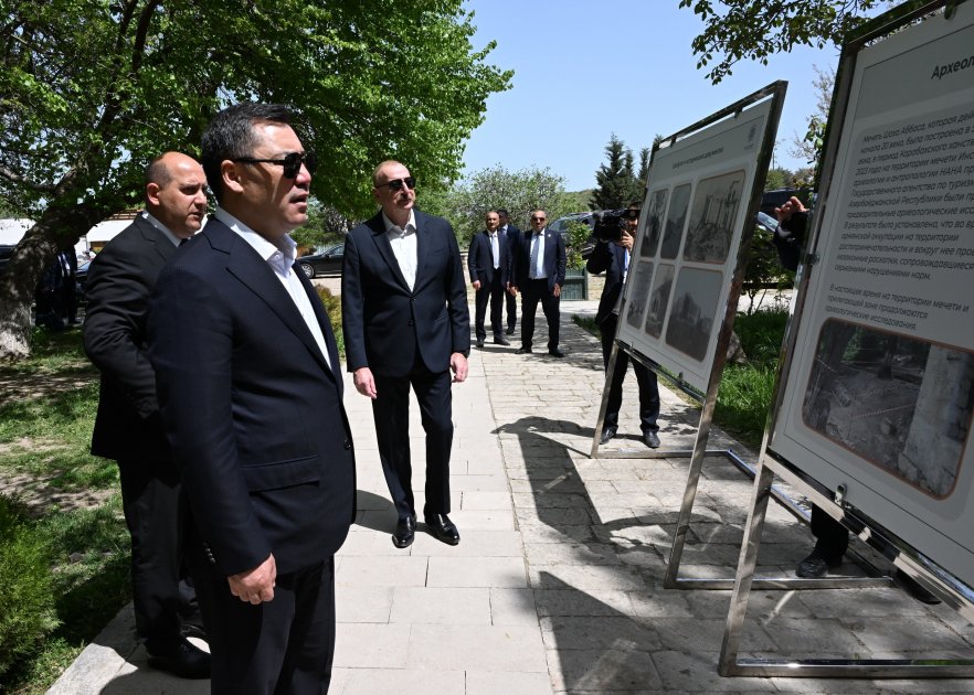 President Ilham Aliyev, President Sadyr Zhaparov tour Shahbulag Castle in Aghdam (PHOTO/VIDEO)