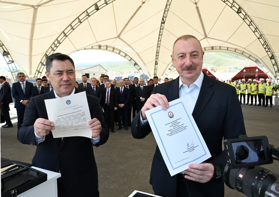 President Ilham Aliyev, President Sadyr Zhaparov attendground-breaking ceremony for secondary school in Khydyrli village in Aghdam (PHOTO/VIDEO)
