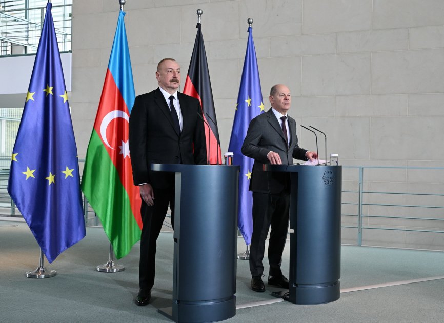 President Ilham Aliyev, Chancellor Olaf Scholz make press statements (PHOTO/VIDEO)