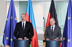 Президент Ильхам Алиев и канцлер Германии Олаф Шольц выступили с заявлениями для прессы (ФОТО/ВИДЕО)
