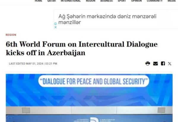 Baku-hosted 6th World Forum on Intercultural Dialogue hits int'l headlines (PHOTO)
