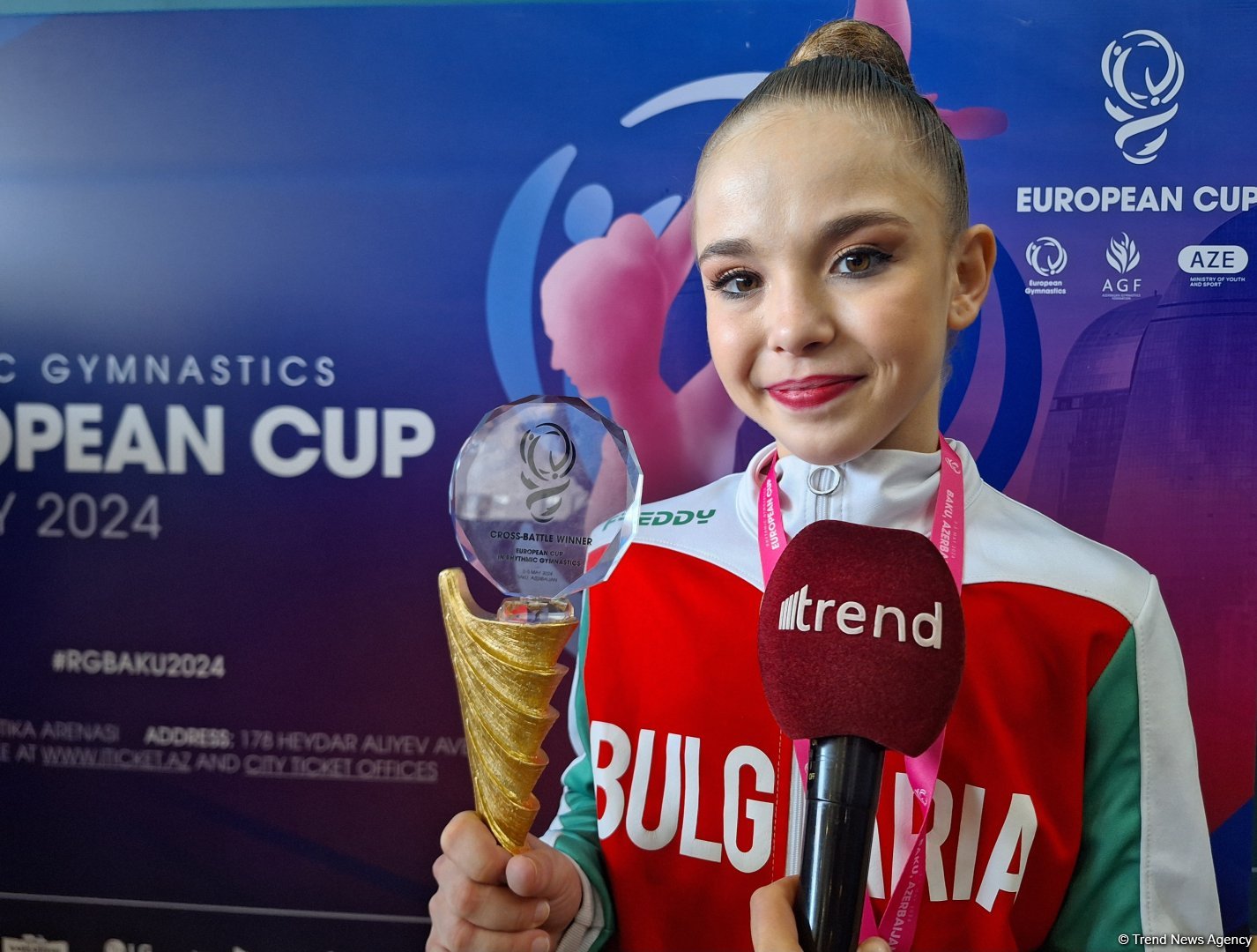 Благодарна Федерации гимнастики Азербайджана за хорошую организацию соревнований - победительница  Кубка Европы