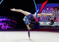 Азербайджанская гимнастка Шамс Агагусейнова завоевала "серебро" Кубка Европы в Баку в упражнении с лентой (ФОТО)