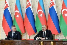 Президент Ильхам Алиев и премьер-министр Словакии Роберт Фицо выступили с заявлениями для прессы (ФОТО/ВИДЕО)