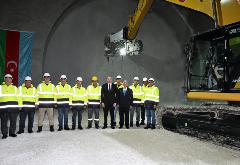 President Ilham Aliyev construction progress of Ahmadbayli-Fuzuli-Shusha highway, attends opening of first tunnel (PHOTO)