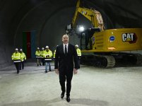 President Ilham Aliyev inspects construction progress of Ahmadbayli-Fuzuli-Shusha highway, attends opening of first tunnel (PHOTO/VIDEO)