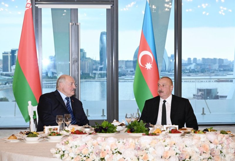 State reception held in honor of President Aleksandr Lukashenko on behalf of President Ilham Aliyev (PHOTO)