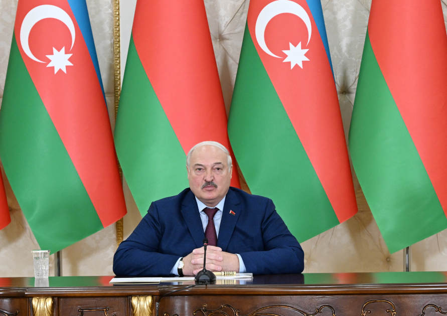 Президент Ильхам Алиев и Президент Александр Лукашенко выступили с заявлениями для прессы (ФОТО)