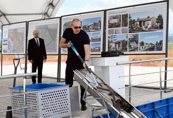 President Ilham Aliyev lays foundation stone for Boyuk Marjanli village in Jabrayil district (PHOTO)