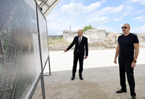 Президент Ильхам Алиев заложил фундамент села Кархулу Джебраильского района (ФОТО/ВИДЕО)