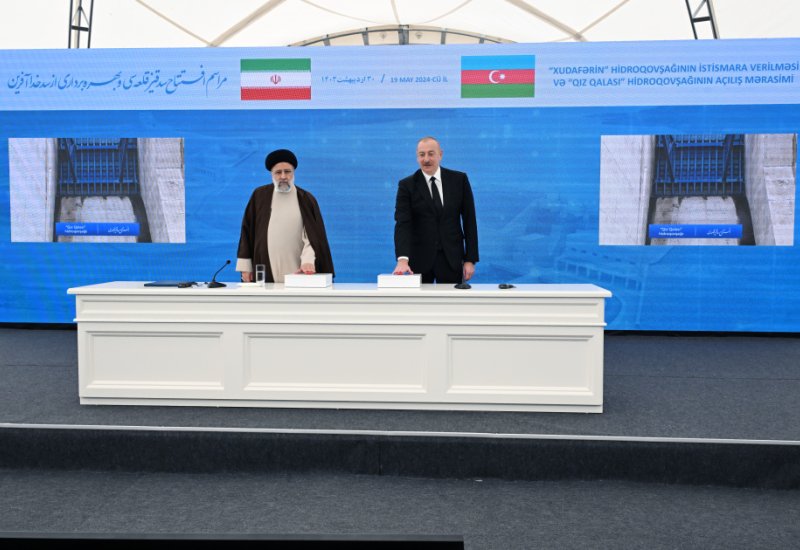 President Ilham Aliyev, President Ebrahim Raisi attend ceremony to commission "Khudafarin" hydroelectric complex and inaugurate "Giz Galasi" hydroelectric complex (PHOTO/VIDEO)
