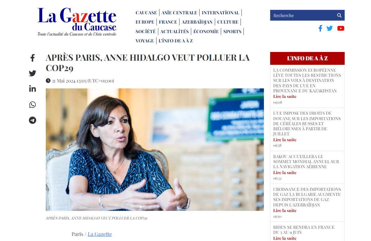 Paris Mayor's claims against Azerbaijan come across as completely hypocritical - La Gazette du Caucase