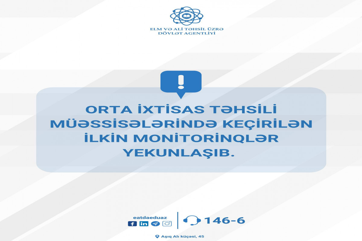 Orta ixtisas təhsili müəssisələrində monitorinq aparılıb: 6 direktor, 4 müavin işdən çıxarılıb