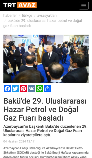 Ведущие турецкие СМИ широко осветили выступление Президента Ильхама Алиева на церемонии открытия Бакинской энергетической недели (ФОТО)