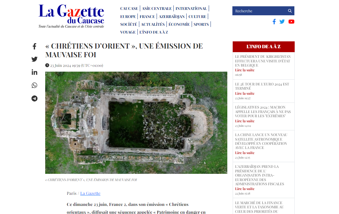 La Gazette du Caucase refutes France 2's pro-Armenian claims: Why French media fails to broadcast truth?