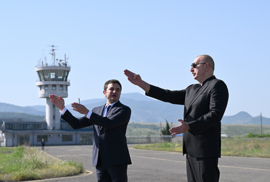 Prezident İlham Əliyev Xocalı hava limanında olub (FOTO)