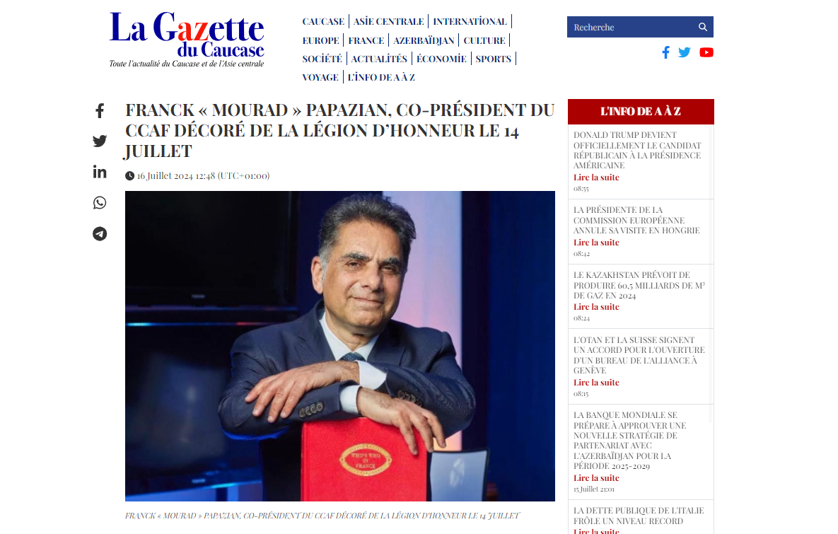 Fransanın "Fəxri Legion" ordeni nəyə çevrilib - "La Gazette du Caucase" növbəti erməninin təltif olunmasından yazıb