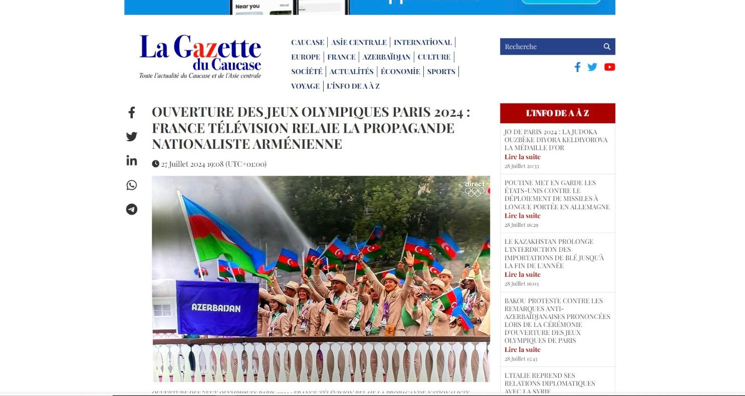 "La Gazette du Caucase"  fransız televiziyasını milli təbliğatda ittiham etdi