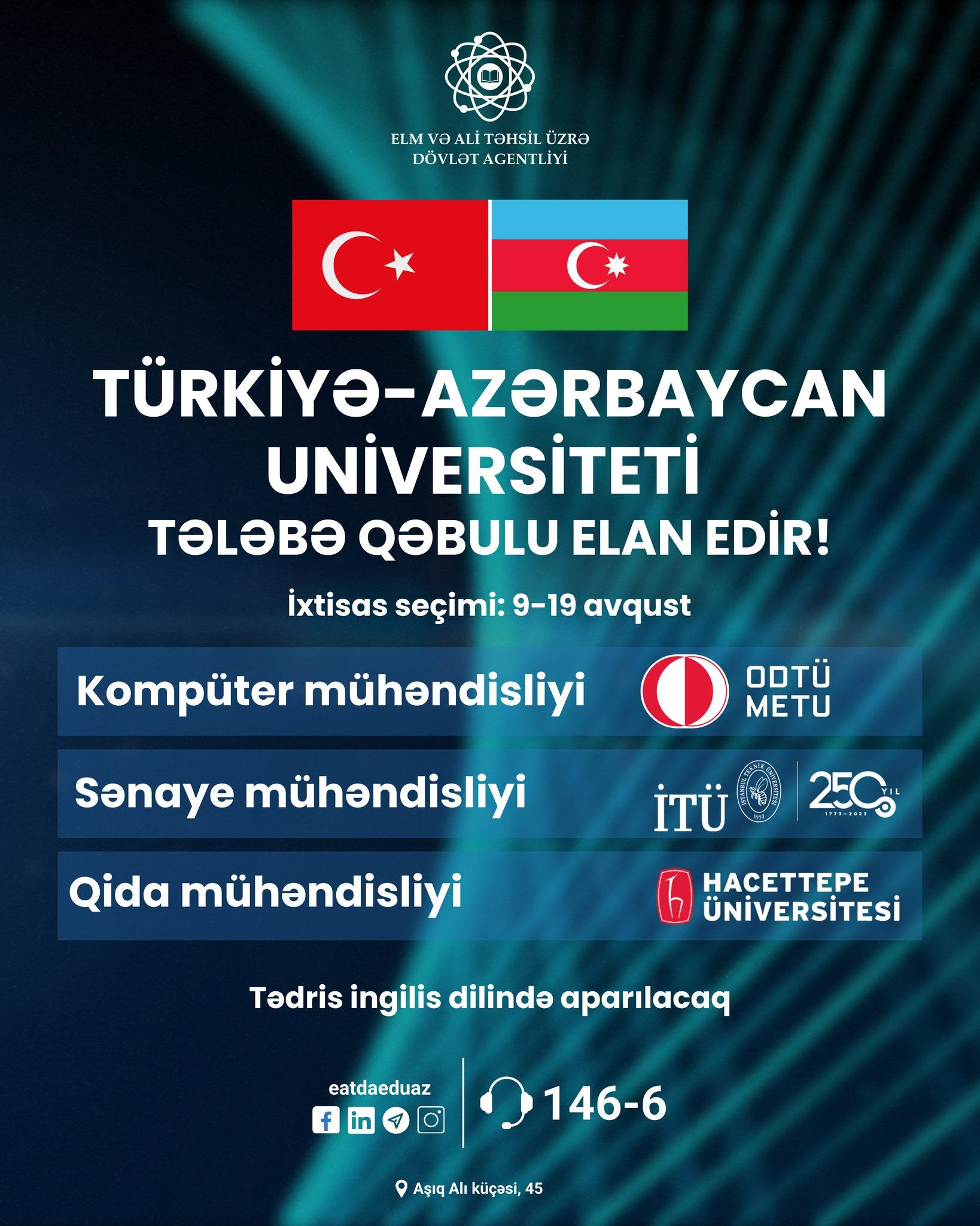 Türkiyə-Azərbaycan Universiteti yeni tədris ili üçün tələbə qəbulu elan edir (FOTO)