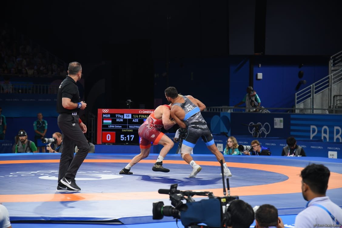 Azerbaijani wrestler Suleymanov advances to Paris 2024 semifinals (VIDEO/PHOTO)