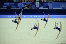 Azerbaijani team starts rhythmic gymnastics group routine final at Paris Olympics (PHOTO)