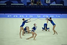 Azerbaijani team starts rhythmic gymnastics group routine final at Paris Olympics (PHOTO)