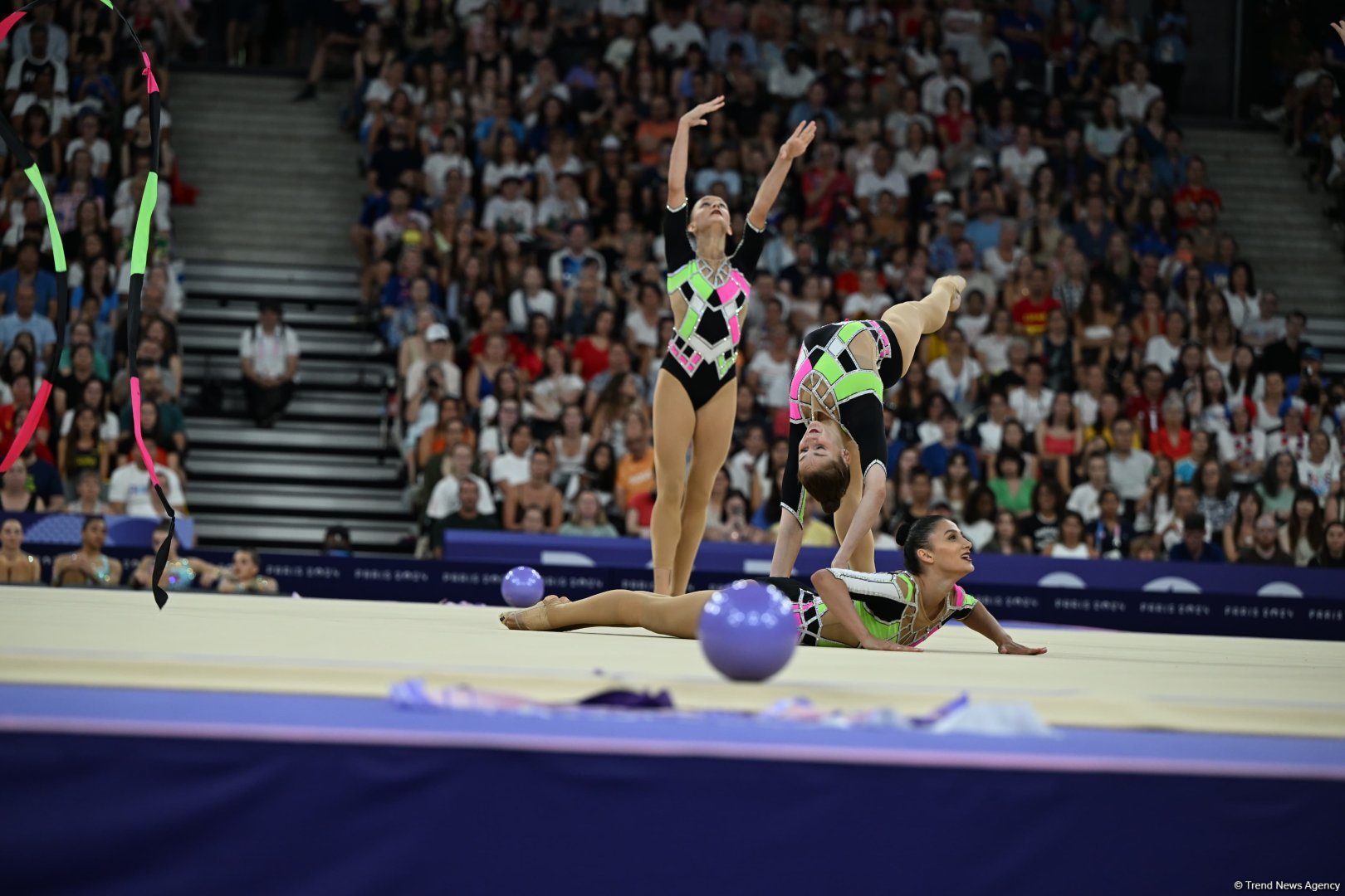 Azerbaijani gymnastics team wraps up group routine final performance at Paris Olympics (PHOTO)