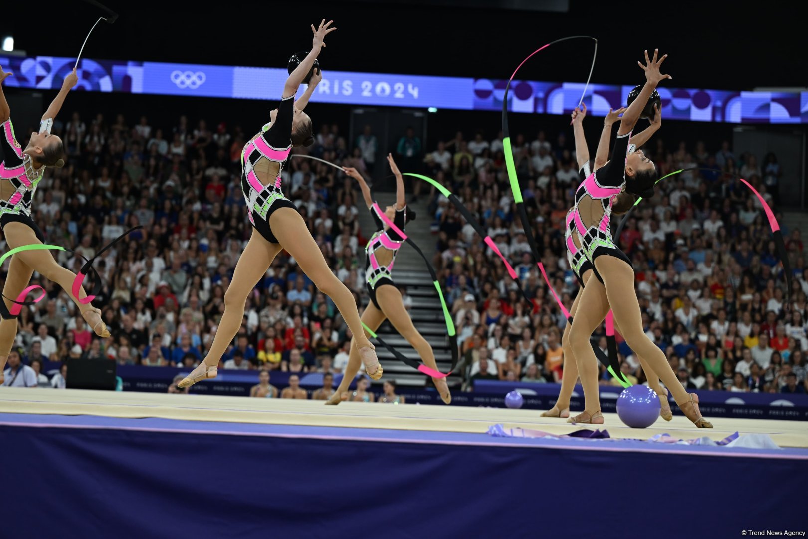 Azerbaijani gymnastics team wraps up group routine final performance at Paris Olympics (PHOTO)