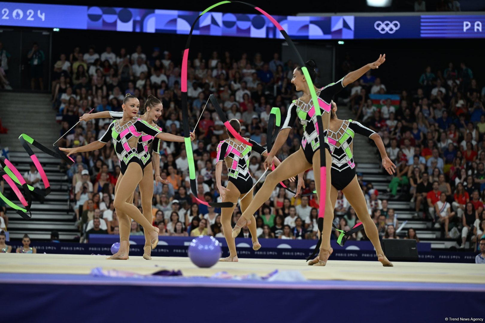 Azerbaijani gymnastics team wraps up group routine final performance at Paris Olympics (PHOTO)