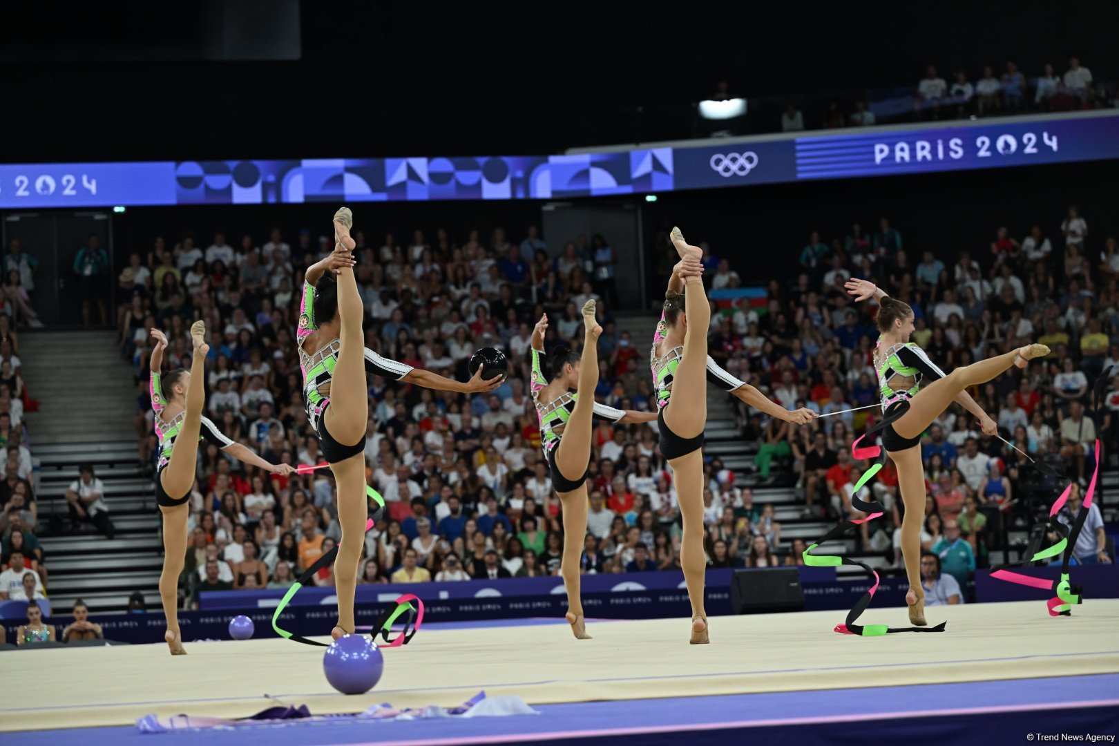 Azerbaijani gymnastics team wraps up group routine final performance at Paris Olympics (PHOTO)