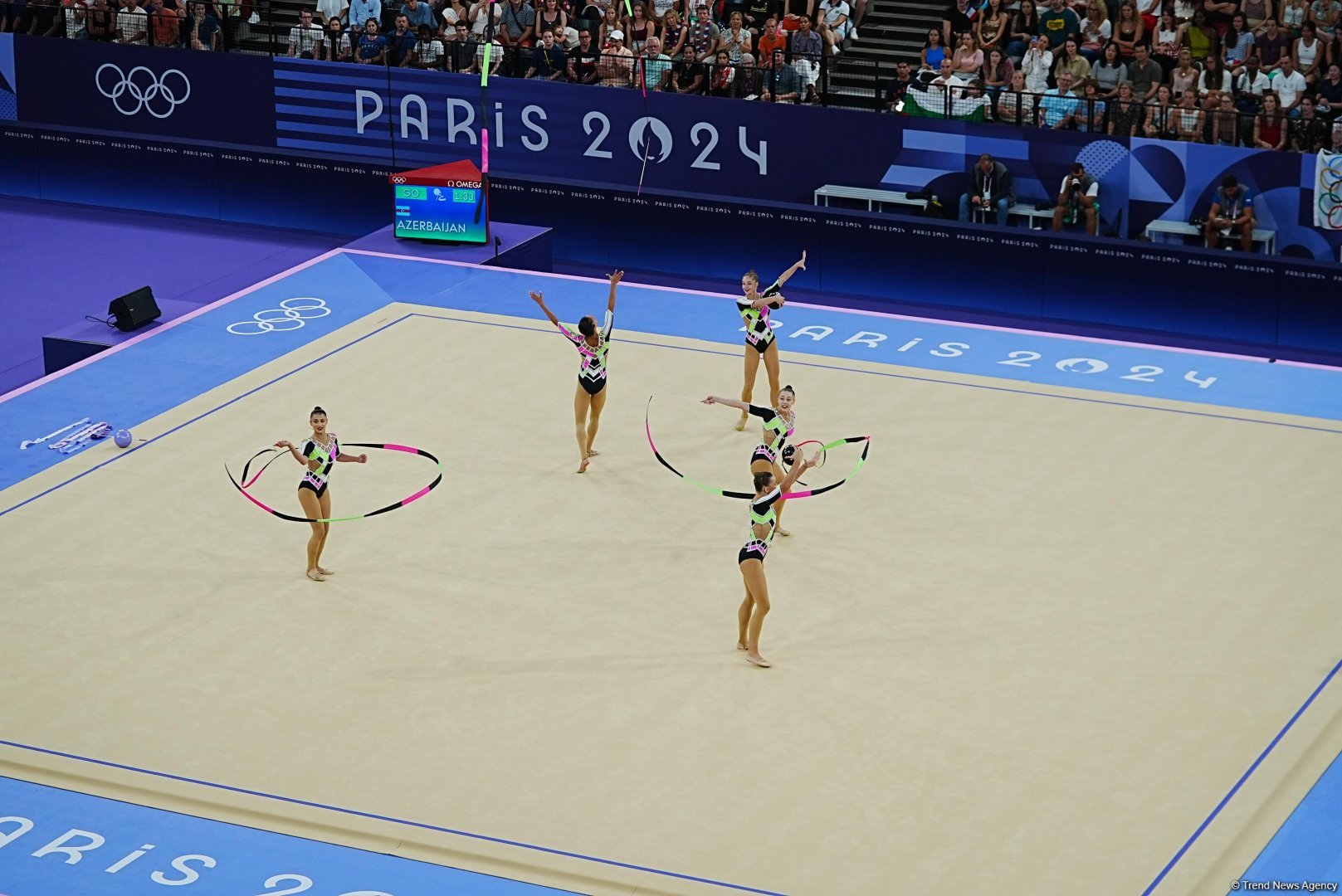 Azerbaijani gymnastics team wraps up group routine final performance at Paris Olympics (PHOTO)