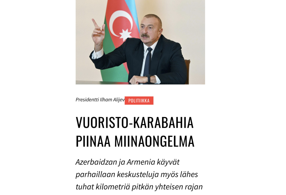 Finlandiya portalı Azərbaycanın azad olunmuş ərazilərindəki mina problemindən yazıb