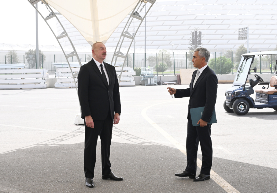 Prezident İlham Əliyev Bakı Olimpiya Stadionunun ərazisində COP29-a hazırlıqla bağlı görülən işlərlə tanış olub (FOTO)