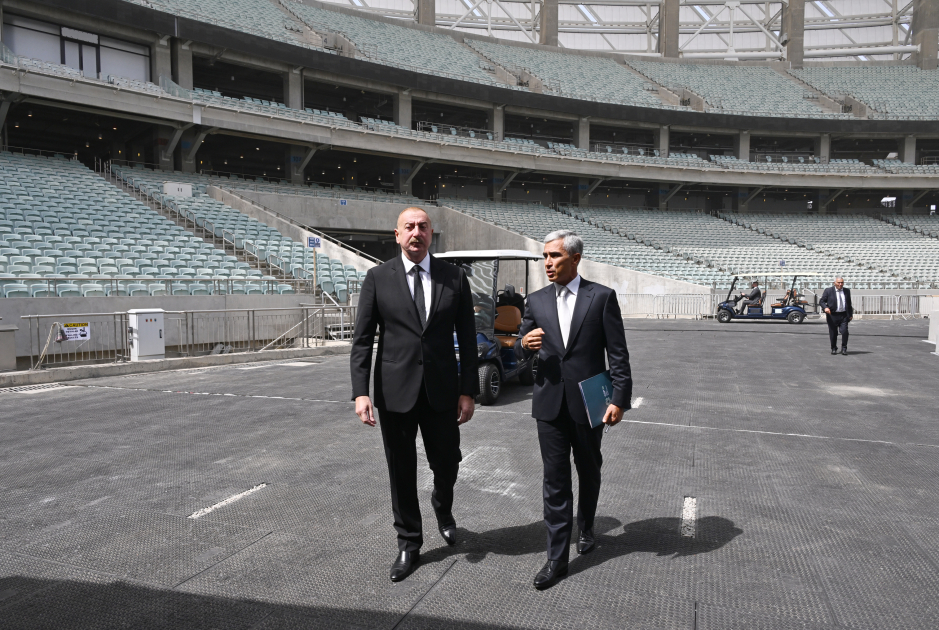 Prezident İlham Əliyev Bakı Olimpiya Stadionunun ərazisində COP29-a hazırlıqla bağlı görülən işlərlə tanış olub (FOTO)