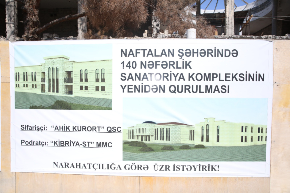 “Naftalan” Kurort Birliyinə aid olan “Azərbaycan” sanatoriyasında 145 yerlik yeni yataqxana binası yaxın vaxtlarda istifadəyə veriləcək