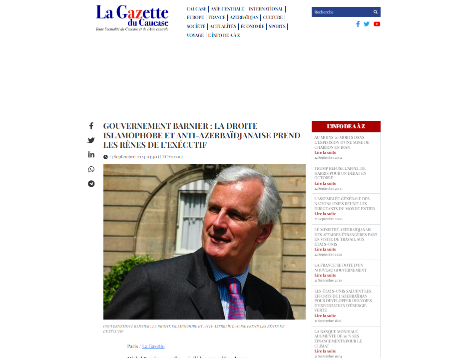 La Gazette du Caucase slams new French Cabinet: Most Azerbaijanophobic government elected in 15 years!