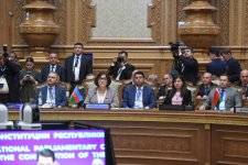 Sahibə Qafarova Tacikistanda beynəlxalq parlament konfransında çıxış edib (FOTO)