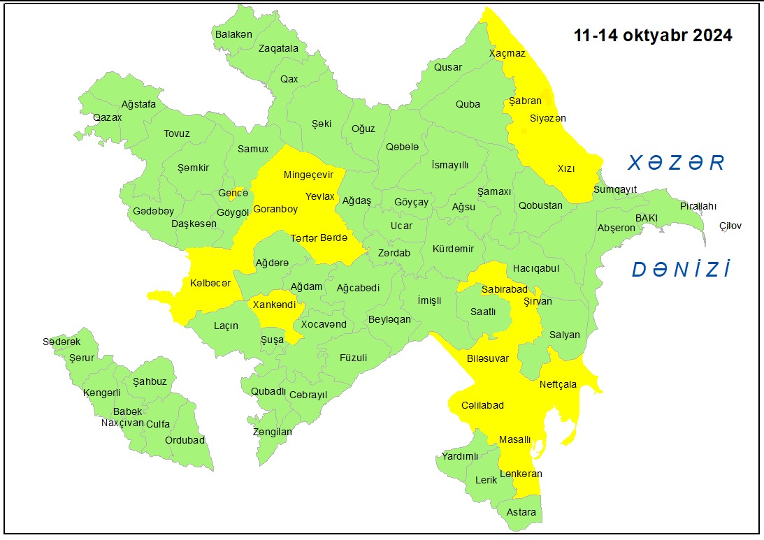 Küləkli hava şəraiti ilə bağlı sarı XƏBƏRDARLIQ