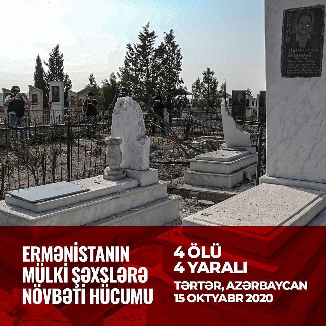 Zəfər xronikası. 15 oktyabr 2020-ci il: Birinci vitse-prezident Mehriban Əliyeva Ermənistanın Tərtərdə dəfn zamanı insanları atəşə tutması ilə bağlı paylaşım edib (FOTO)