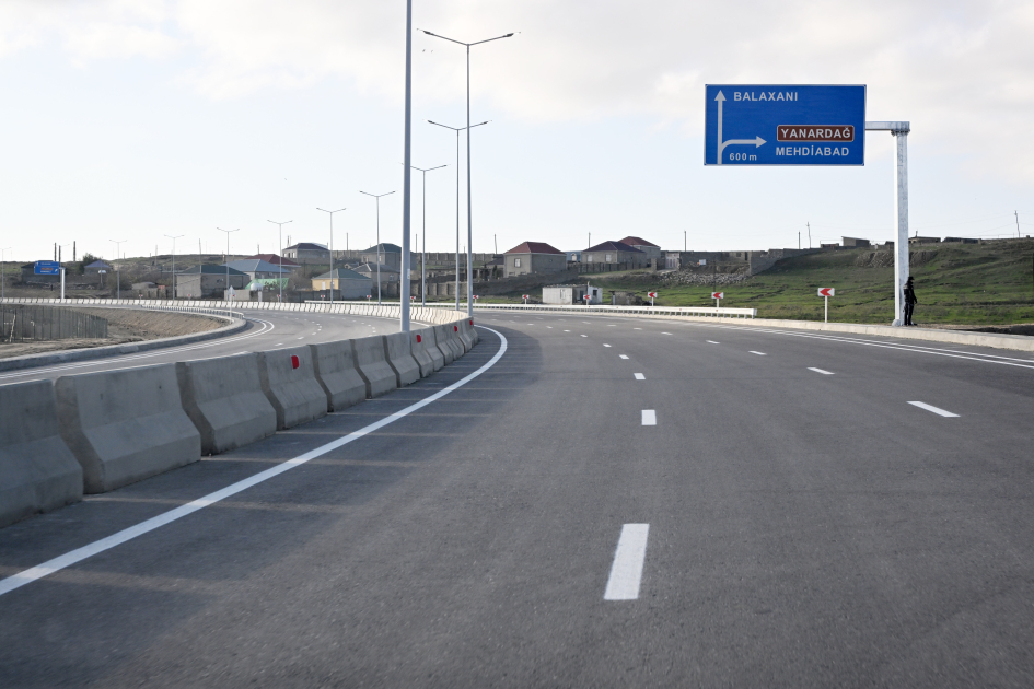 President Ilham Aliyev attends opening of new Boyukshor-Pirshagi highway (PHOTO)