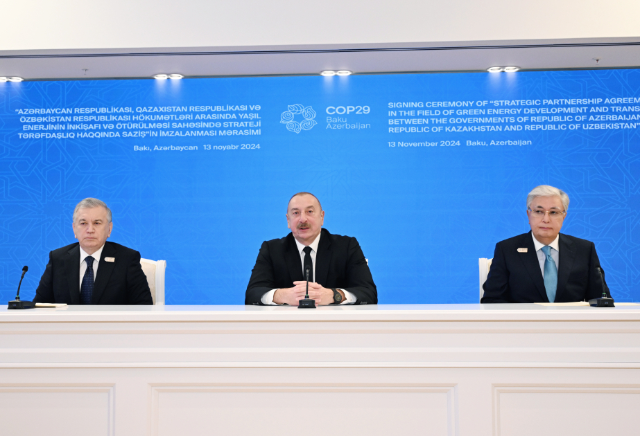 Azerbaijan's Baku hosts trilateral meeting of President Ilham Aliyev, President Kassym-Jomart Tokayev, and President Shavkat Mirziyoyev (PHOTO)