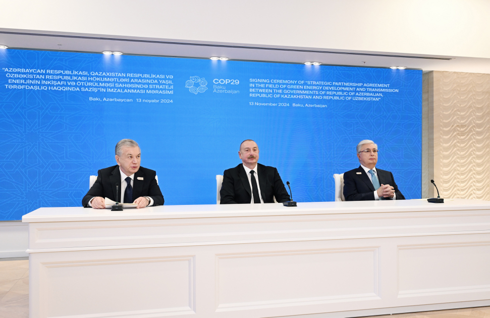 Azerbaijan's Baku hosts trilateral meeting of President Ilham Aliyev, President Kassym-Jomart Tokayev, and President Shavkat Mirziyoyev (PHOTO)