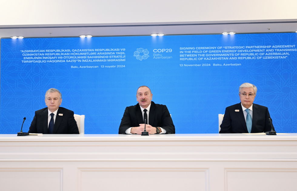 Azerbaijan's Baku hosts trilateral meeting of President Ilham Aliyev, President Kassym-Jomart Tokayev, and President Shavkat Mirziyoyev (PHOTO)