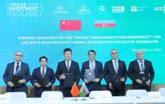 Azerbaijan, Chinese BYD company seal deal on e-bus manufacturing localization (PHOTO)