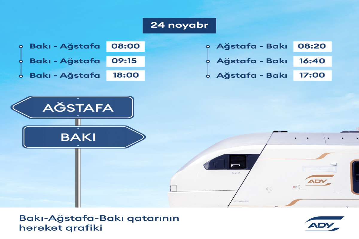 Bakı-Ağstafa-Bakı dəmir yolu xətti üzrə əlavə qatar reysləri təyin edildi - CƏDVƏL